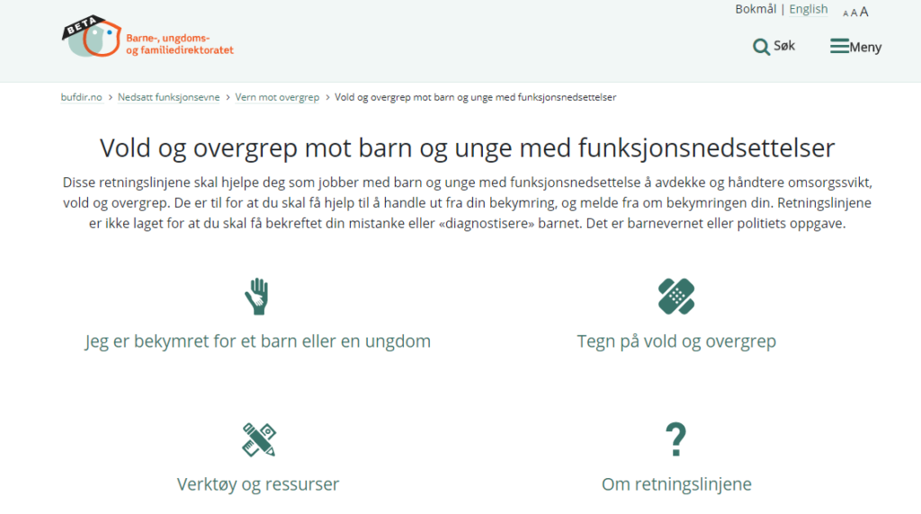 Nye retningsliner om vald og overgrep mot barn og unge med nedsatt funksjonsevne