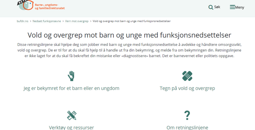 Nye retningsliner om vald og overgrep mot barn og unge med nedsatt funksjonsevne