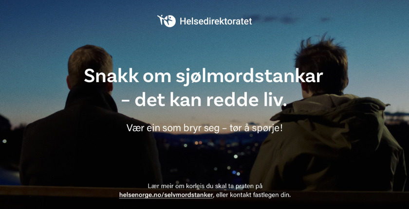 Snakk om sjølvmordstankar, det kan redde liv